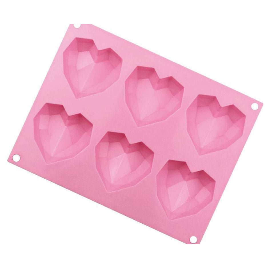 6-Cavity Heart Shaped Silicone Mold for Chocolate, Mousse, Hot